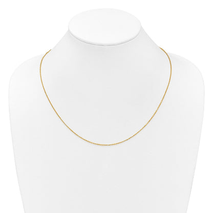 22 Zoll 14K Gelbgold Verstellbar 1.4mm Diamantiert Ankerkette Halskette
