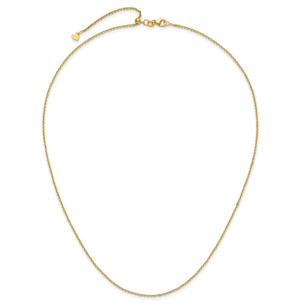 22 Zoll 14K Gelbgold Verstellbar 1.4mm Diamantiert Ankerkette Halskette