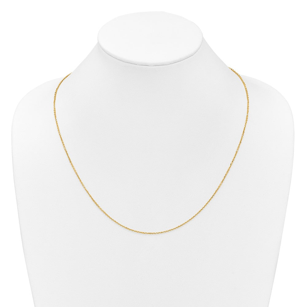 22 Zoll 14K Gelbgold Verstellbar 1.4mm Diamantiert Ankerkette Halskette