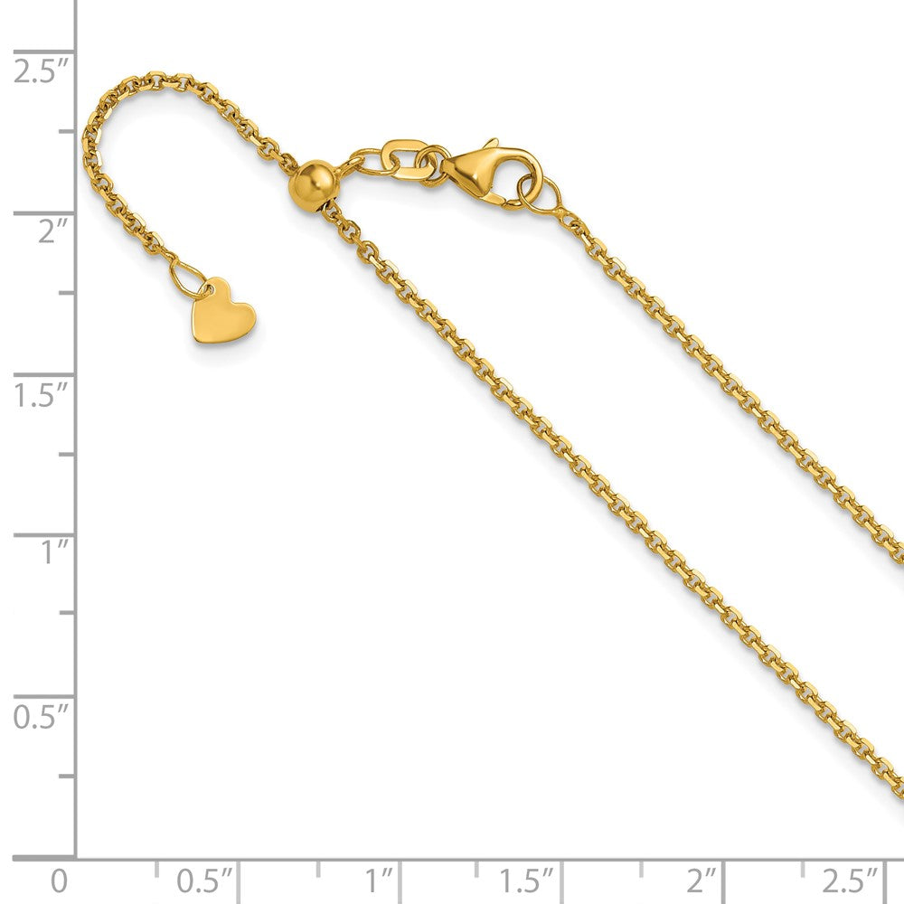 22 Zoll 14K Gelbgold Verstellbar 1.4mm Diamantiert Ankerkette Halskette