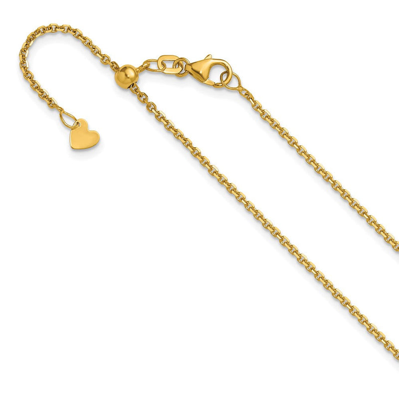 22 Zoll 14K Gelbgold Verstellbar 1.4mm Diamantiert Ankerkette Halskette
