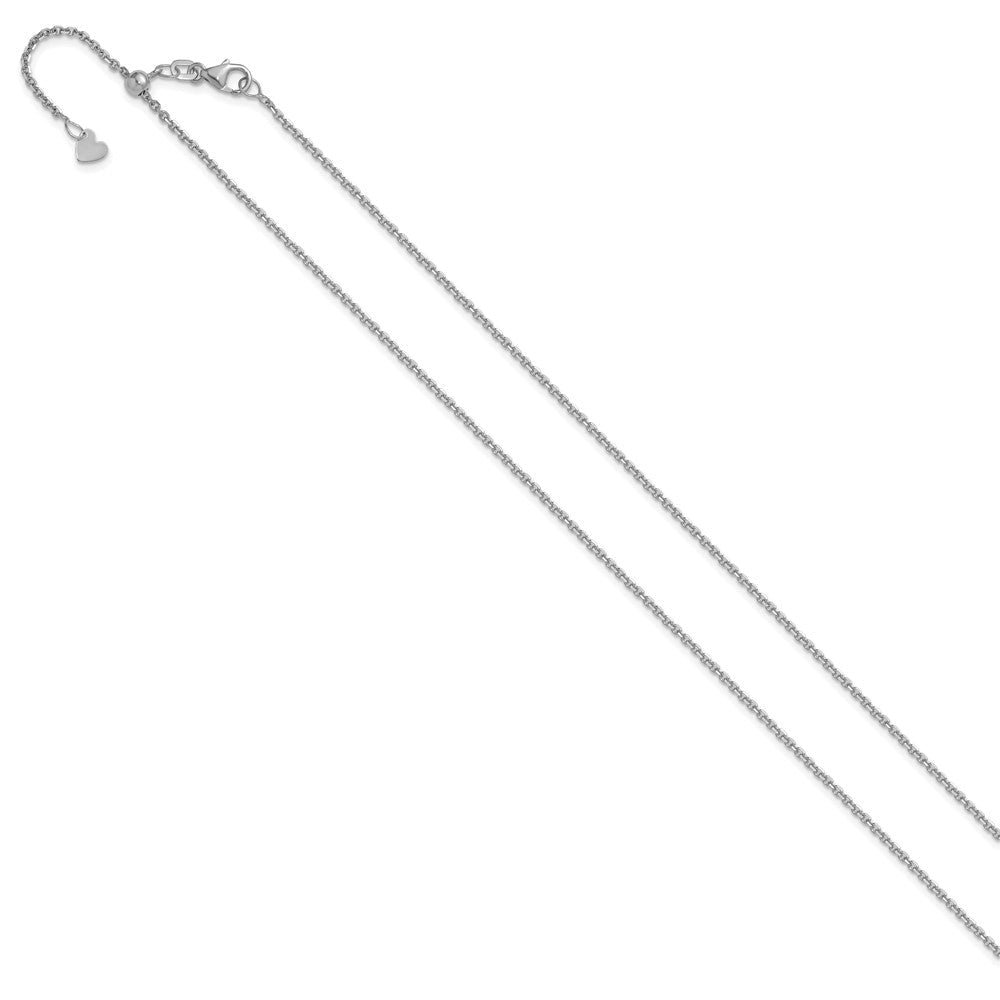22 Zoll 14K Weißgold Verstellbar 1.4mm Diamantiert Ankerkette Halskette