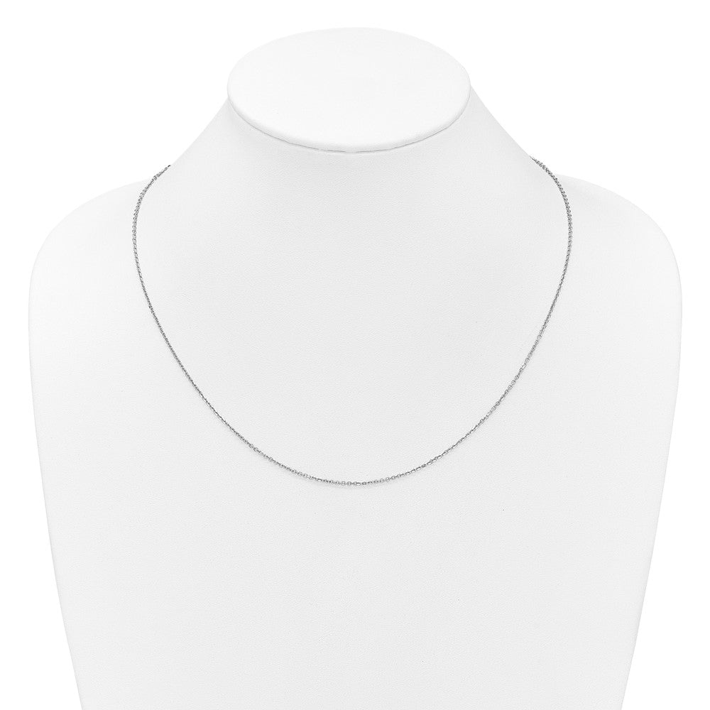 22 Zoll 14K Weißgold Verstellbar 1.4mm Diamantiert Ankerkette Halskette