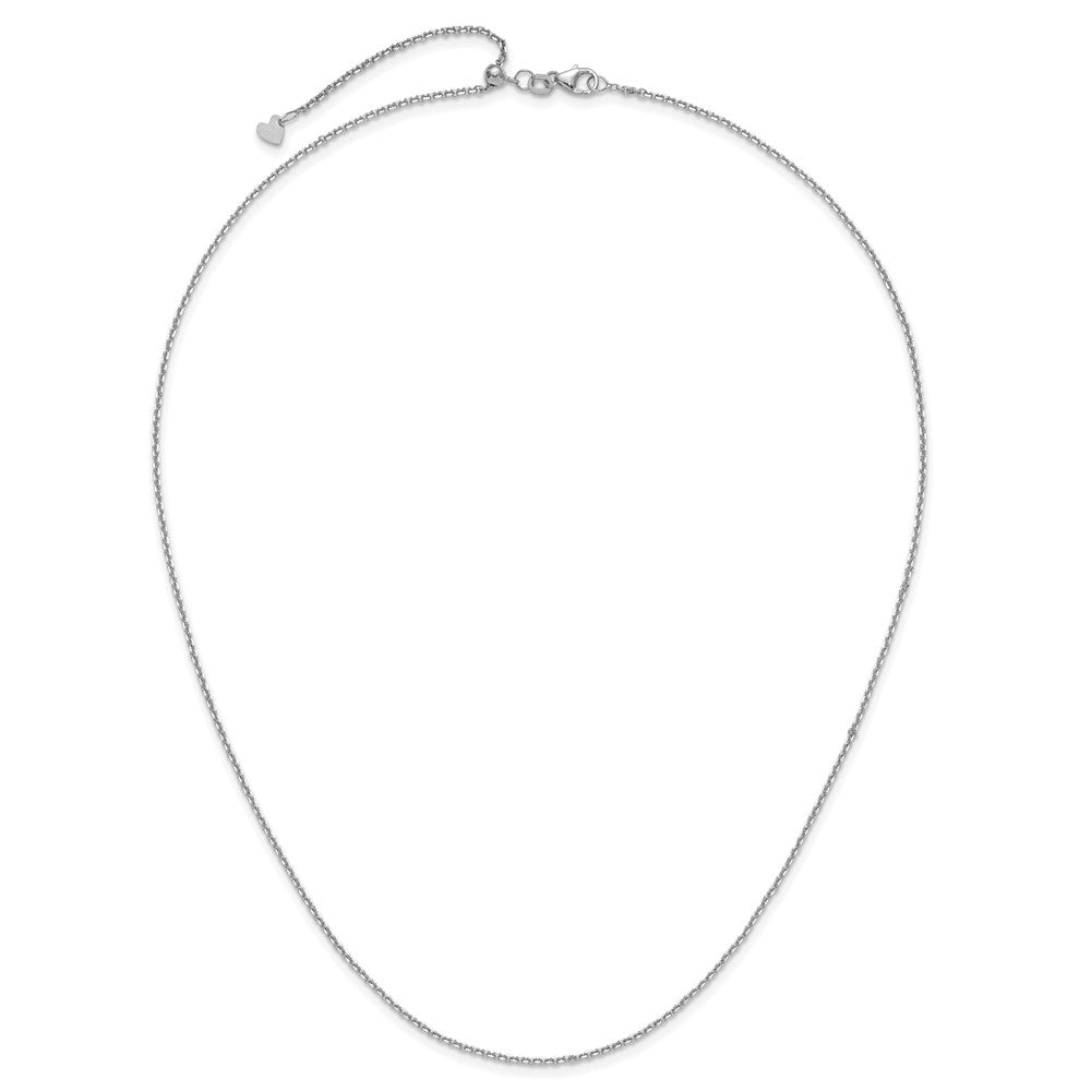 22 Zoll 14K Weißgold Verstellbar 1.4mm Diamantiert Ankerkette Halskette