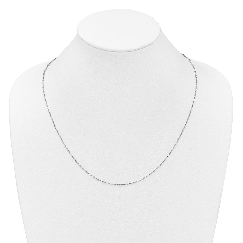 22 Zoll 14K Weißgold Verstellbar 1.4mm Diamantiert Ankerkette Halskette