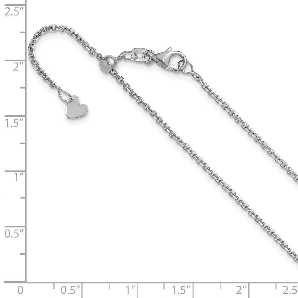 22 Zoll 14K Weißgold Verstellbar 1.4mm Diamantiert Ankerkette Halskette