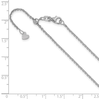 22 Zoll 14K Weißgold Verstellbar 1.4mm Diamantiert Ankerkette Halskette