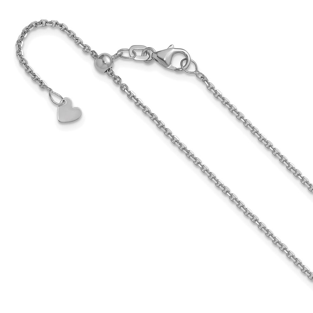 22 Zoll 14K Weißgold Verstellbar 1.4mm Diamantiert Ankerkette Halskette
