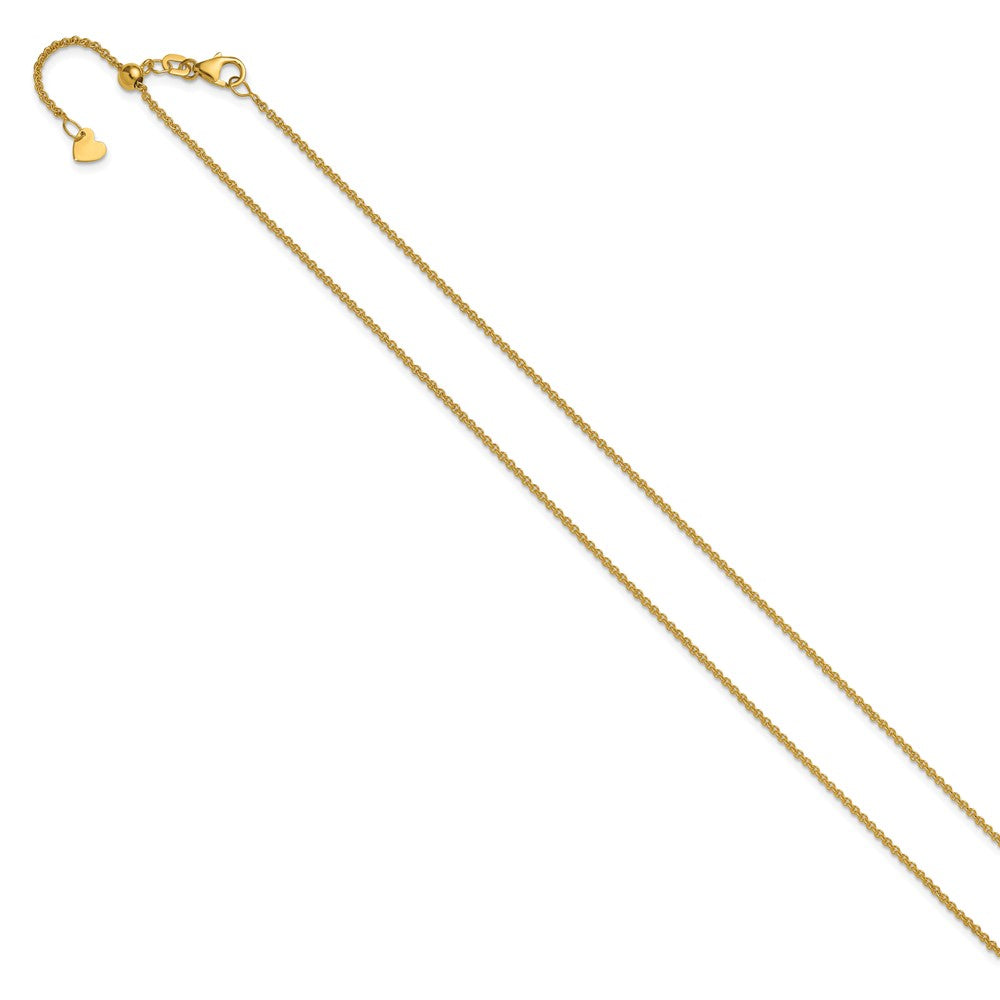 22 Zoll 14K Gelbgold Verstellbar 1.4mm Rund Ankerkette Halskette