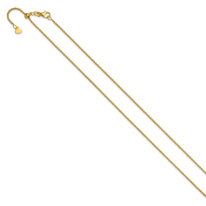 22 Zoll 14K Gelbgold Verstellbar 1.4mm Rund Ankerkette Halskette