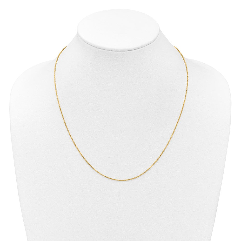 22 Zoll 14K Gelbgold Verstellbar 1.4mm Rund Ankerkette Halskette