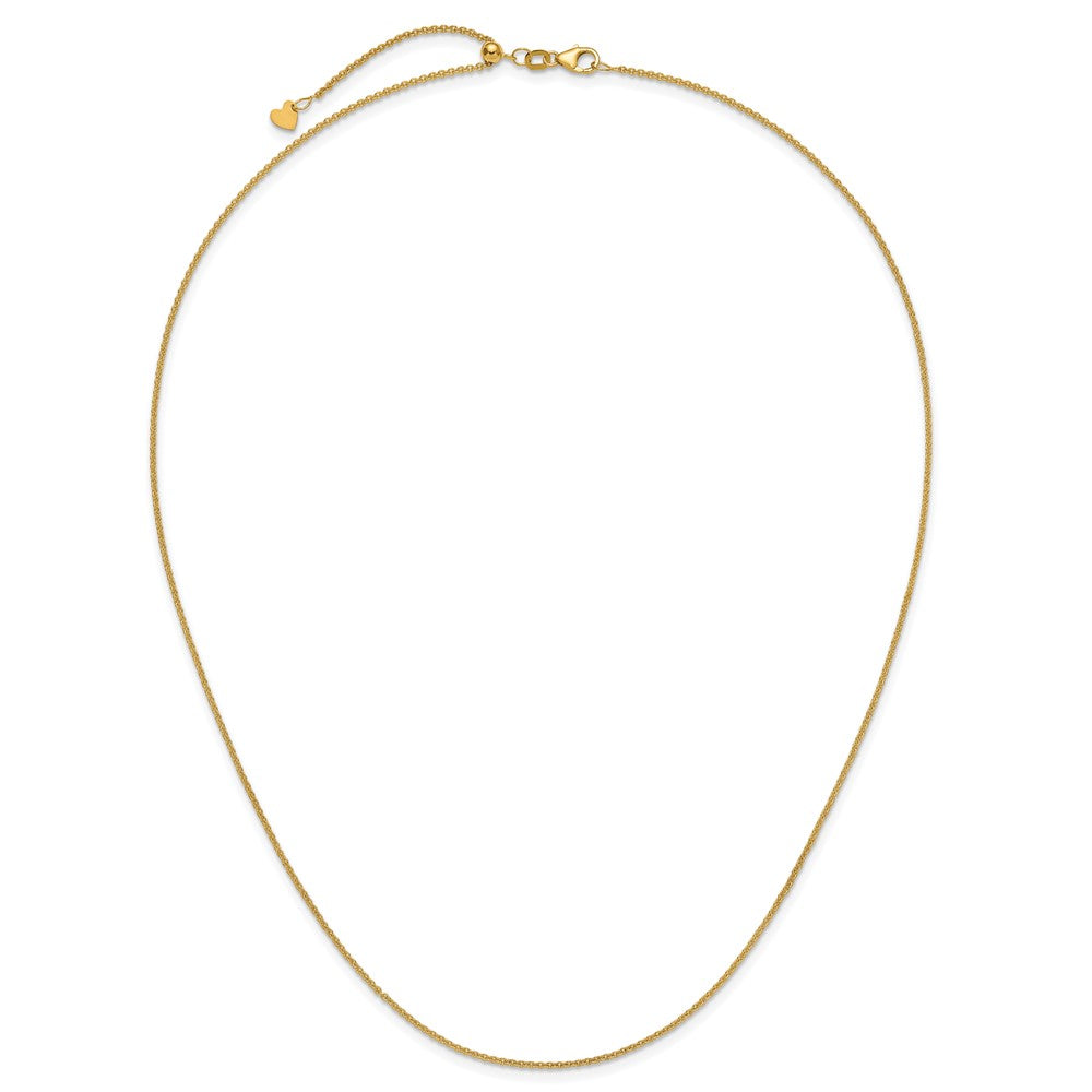 22 Zoll 14K Gelbgold Verstellbar 1.4mm Rund Ankerkette Halskette