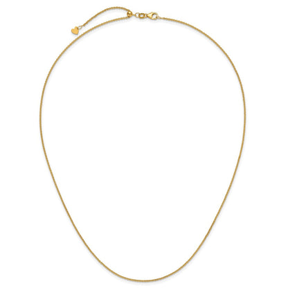 22 Zoll 14K Gelbgold Verstellbar 1.4mm Rund Ankerkette Halskette