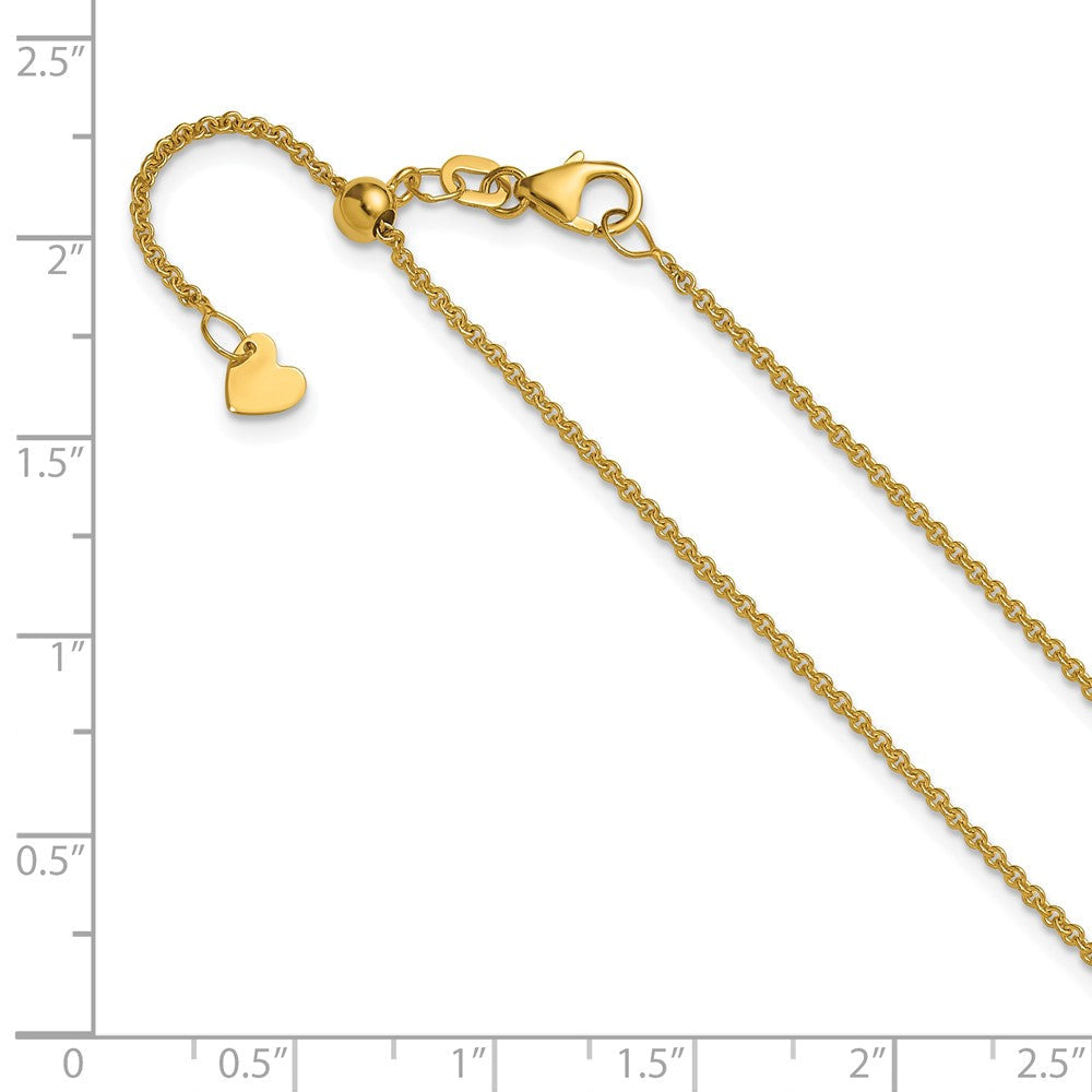 22 Zoll 14K Gelbgold Verstellbar 1.4mm Rund Ankerkette Halskette