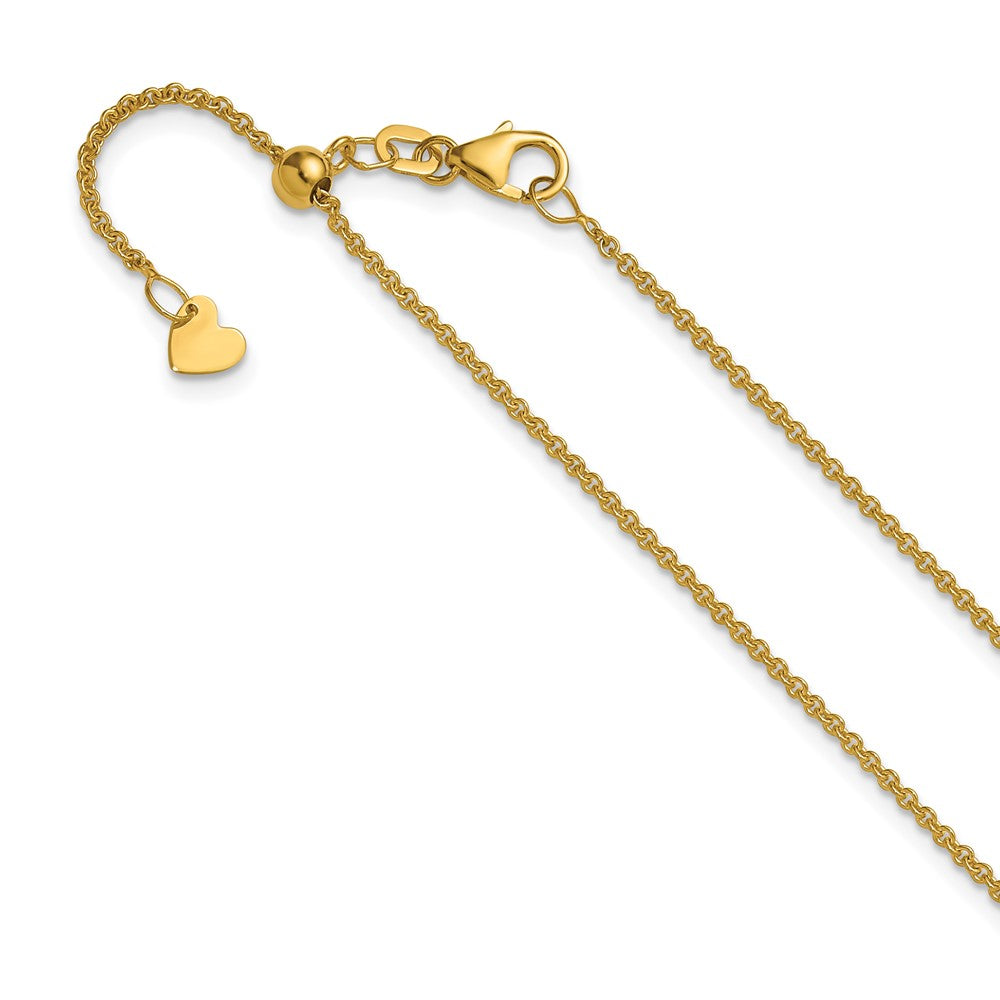22 Zoll 14K Gelbgold Verstellbar 1.4mm Rund Ankerkette Halskette