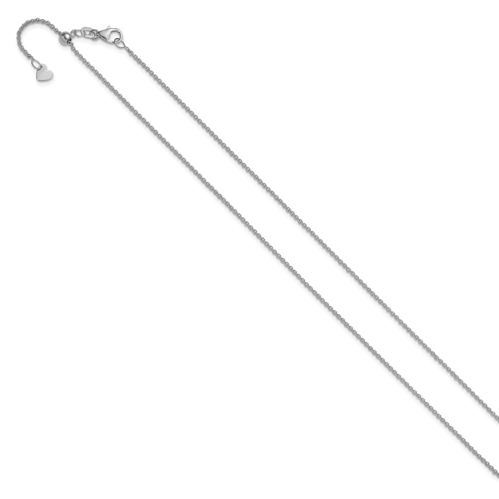 22 Zoll 14K Weißgold Verstellbar 1.4mm Rund Ankerkette Halskette