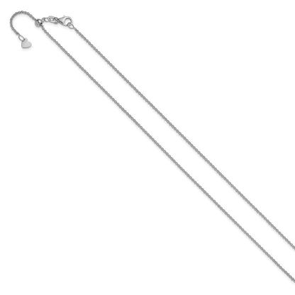 22 Zoll 14K Weißgold Verstellbar 1.4mm Rund Ankerkette Halskette