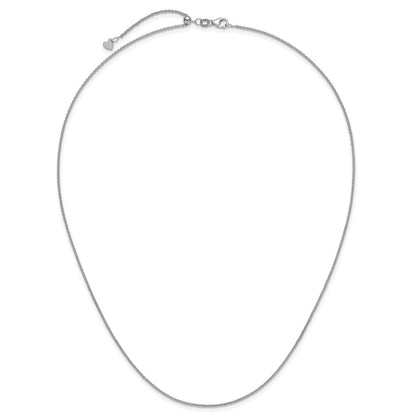 22 Zoll 14K Weißgold Verstellbar 1.4mm Rund Ankerkette Halskette