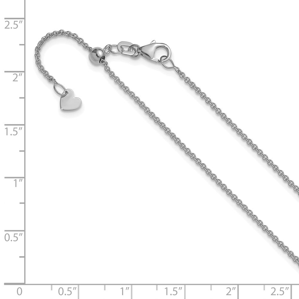 22 Zoll 14K Weißgold Verstellbar 1.4mm Rund Ankerkette Halskette