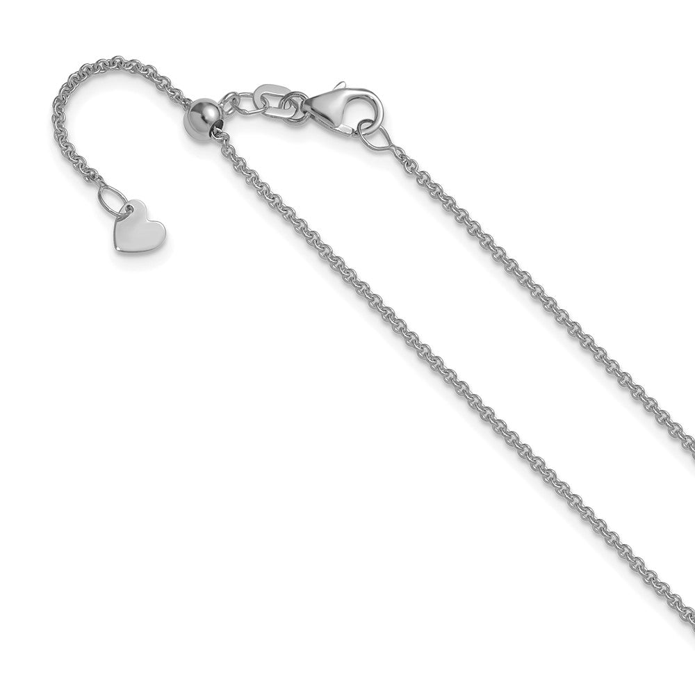 22 Zoll 14K Weißgold Verstellbar 1.4mm Rund Ankerkette Halskette