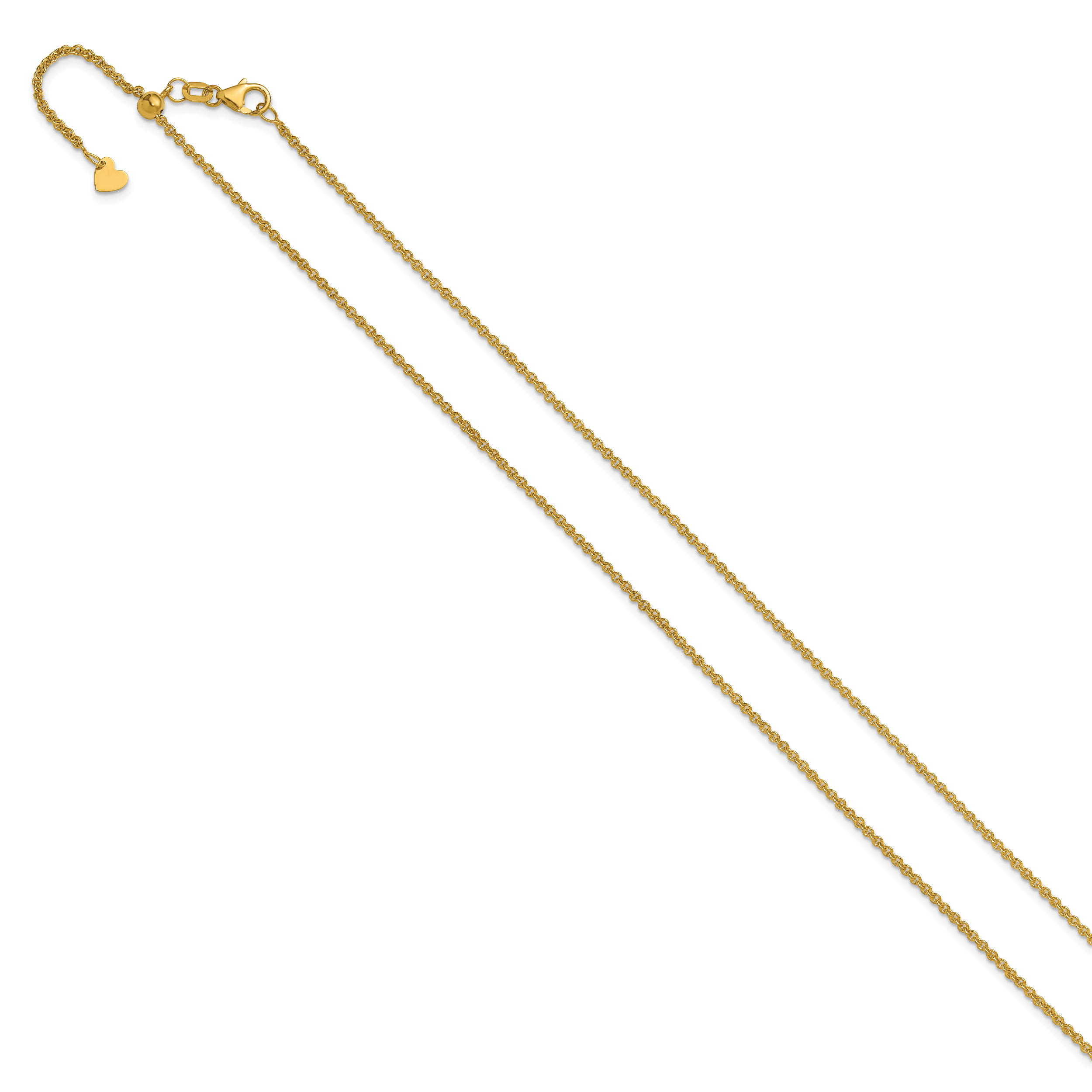 22 Zoll 14K Gelbgold Verstellbar 1.65mm Rund Ankerkette Halskette