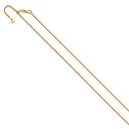 22 Zoll 14K Gelbgold Verstellbar 1.65mm Rund Ankerkette Halskette
