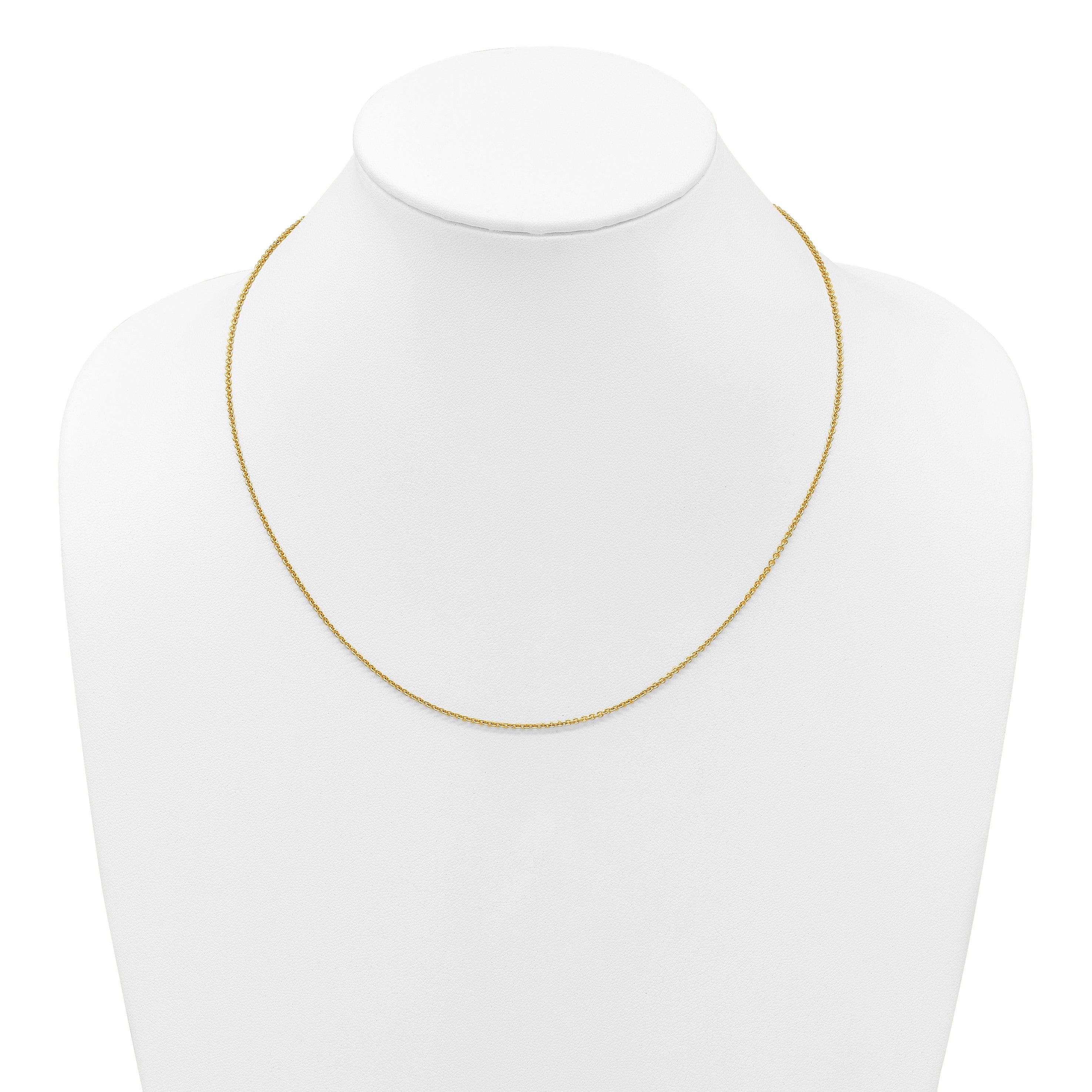 22 Zoll 14K Gelbgold Verstellbar 1.65mm Rund Ankerkette Halskette