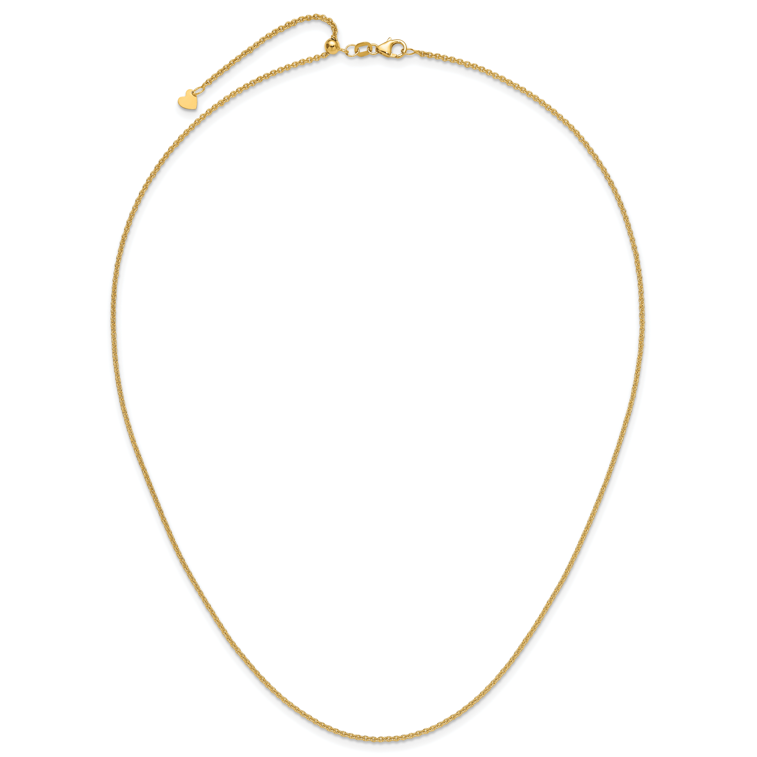 22 Zoll 14K Gelbgold Verstellbar 1.65mm Rund Ankerkette Halskette
