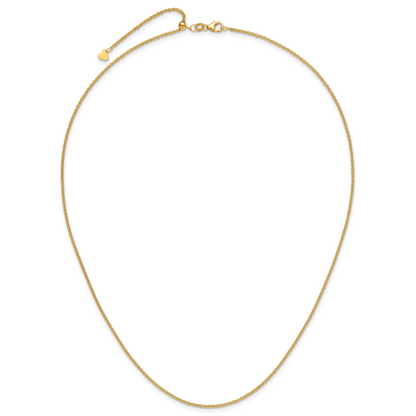 22 Zoll 14K Gelbgold Verstellbar 1.65mm Rund Ankerkette Halskette
