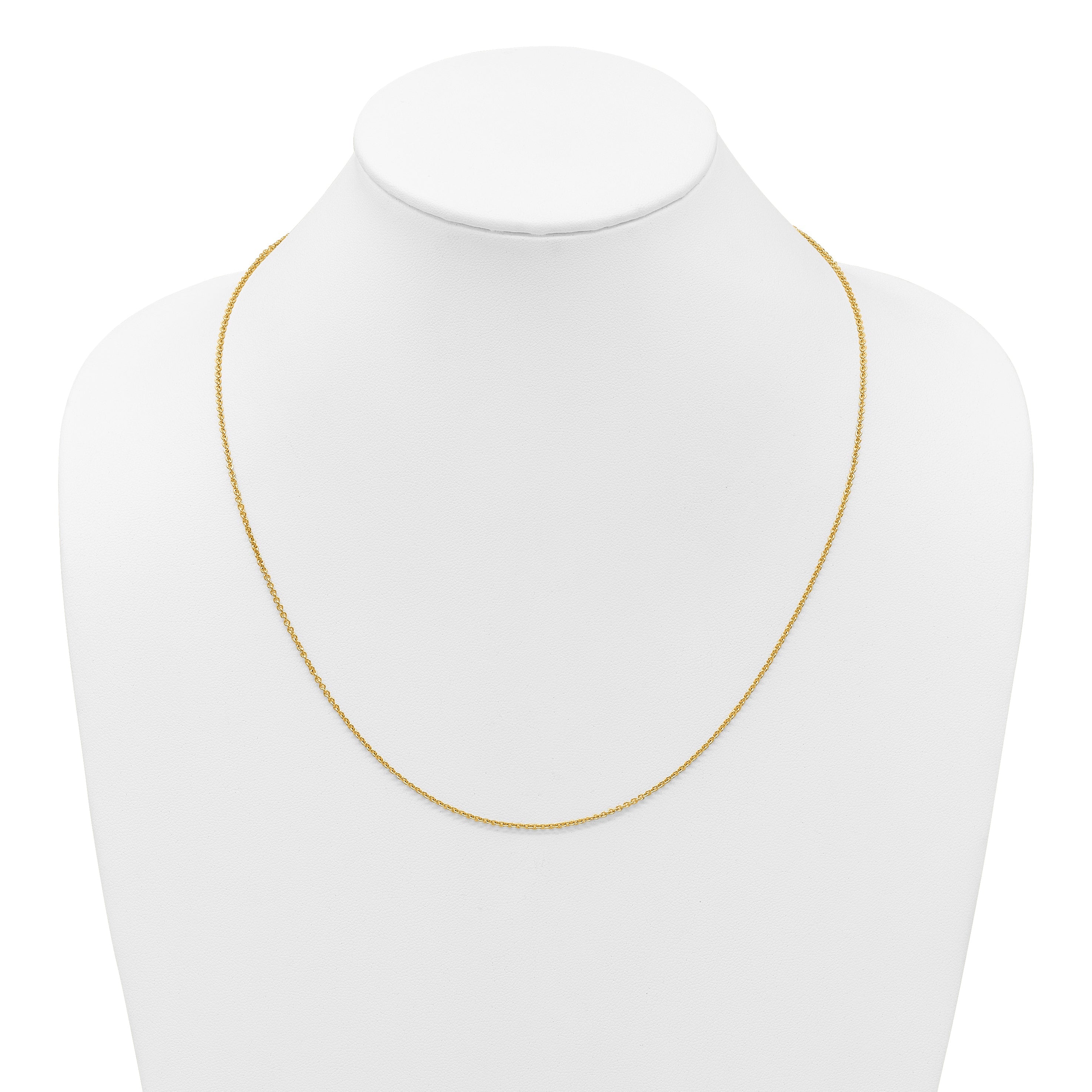 22 Zoll 14K Gelbgold Verstellbar 1.65mm Rund Ankerkette Halskette