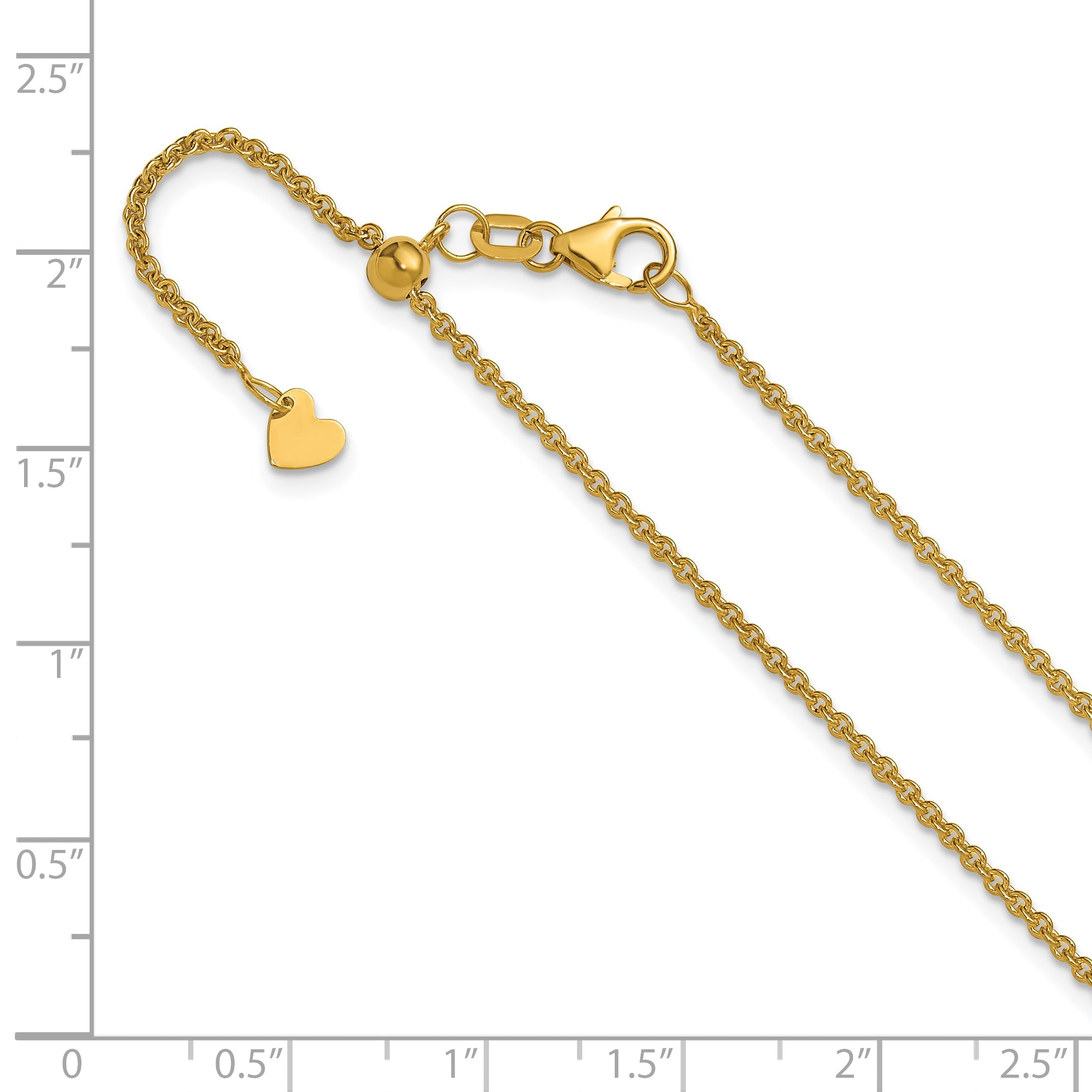 22 Zoll 14K Gelbgold Verstellbar 1.65mm Rund Ankerkette Halskette