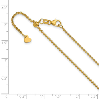 22 Zoll 14K Gelbgold Verstellbar 1.65mm Rund Ankerkette Halskette