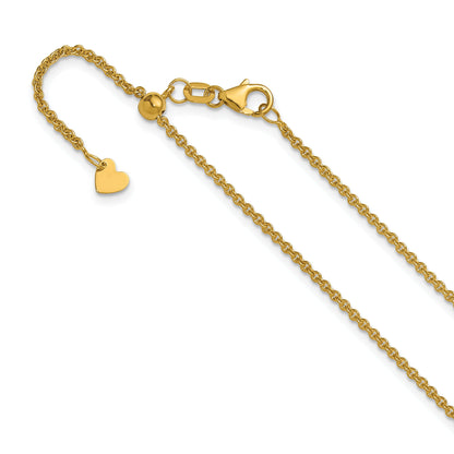 22 Zoll 14K Gelbgold Verstellbar 1.65mm Rund Ankerkette Halskette
