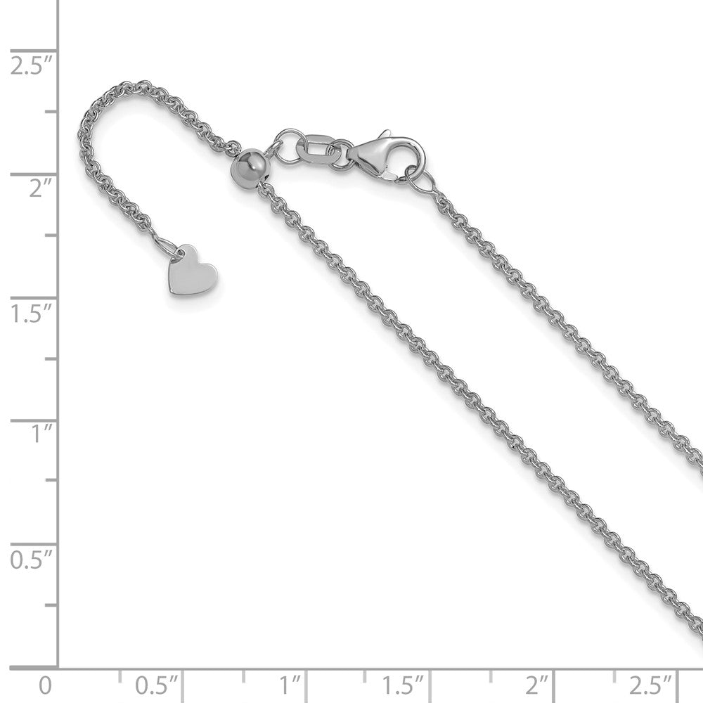22 Zoll 14K Weißgold Verstellbar 1.65mm Rund Ankerkette Halskette