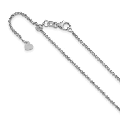 22 Zoll 14K Weißgold Verstellbar 1.65mm Rund Ankerkette Halskette