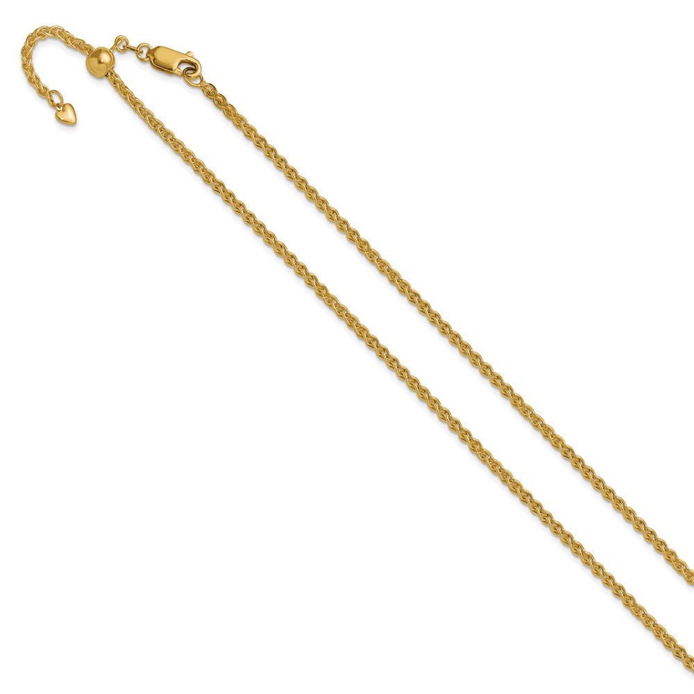 14K Gelbgold Verstellbar 2.5mm Halbmassiv Ährenkette Halskette