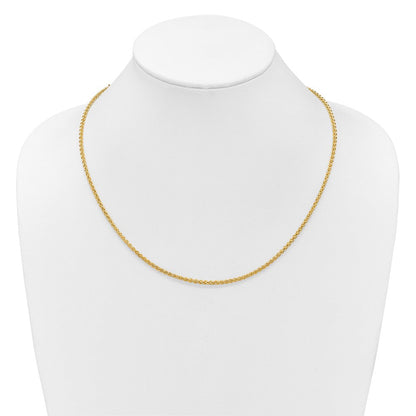 14K Gelbgold Verstellbar 2.5mm Halbmassiv Ährenkette Halskette
