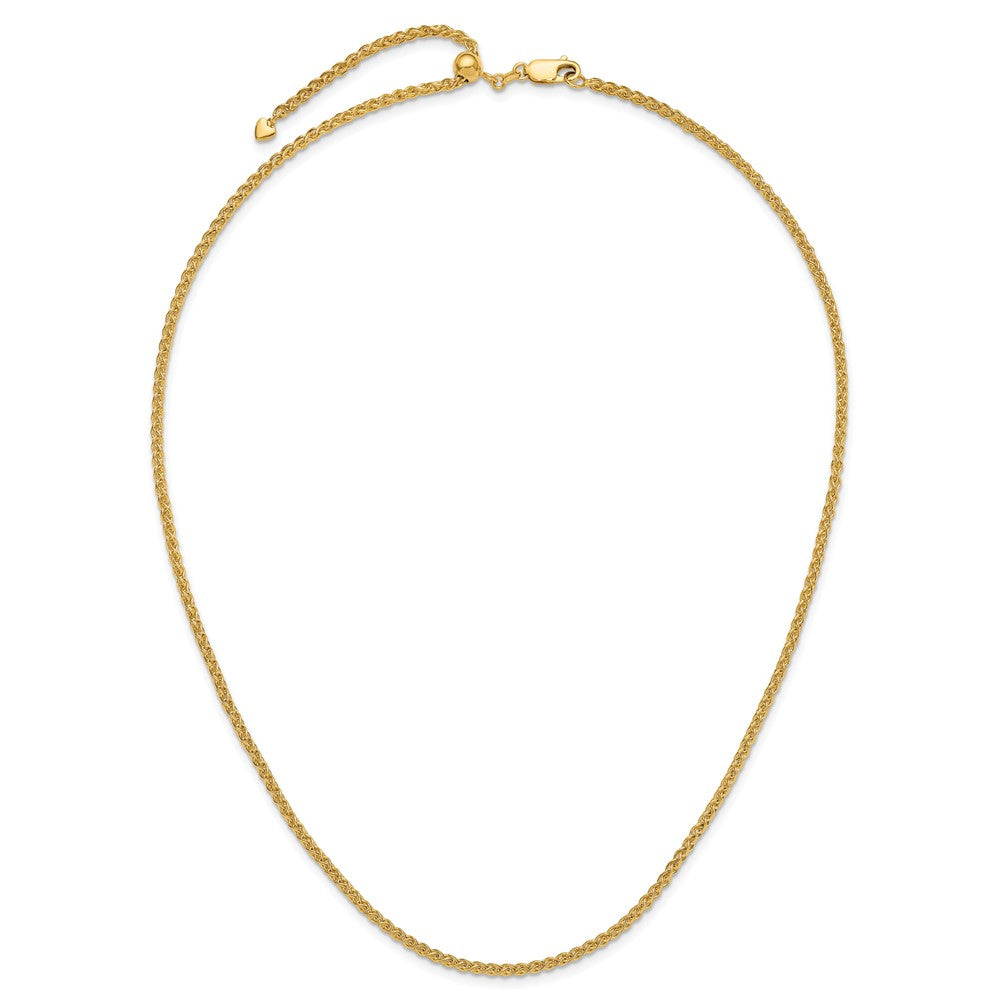14K Gelbgold Verstellbar 2.5mm Halbmassiv Ährenkette Halskette