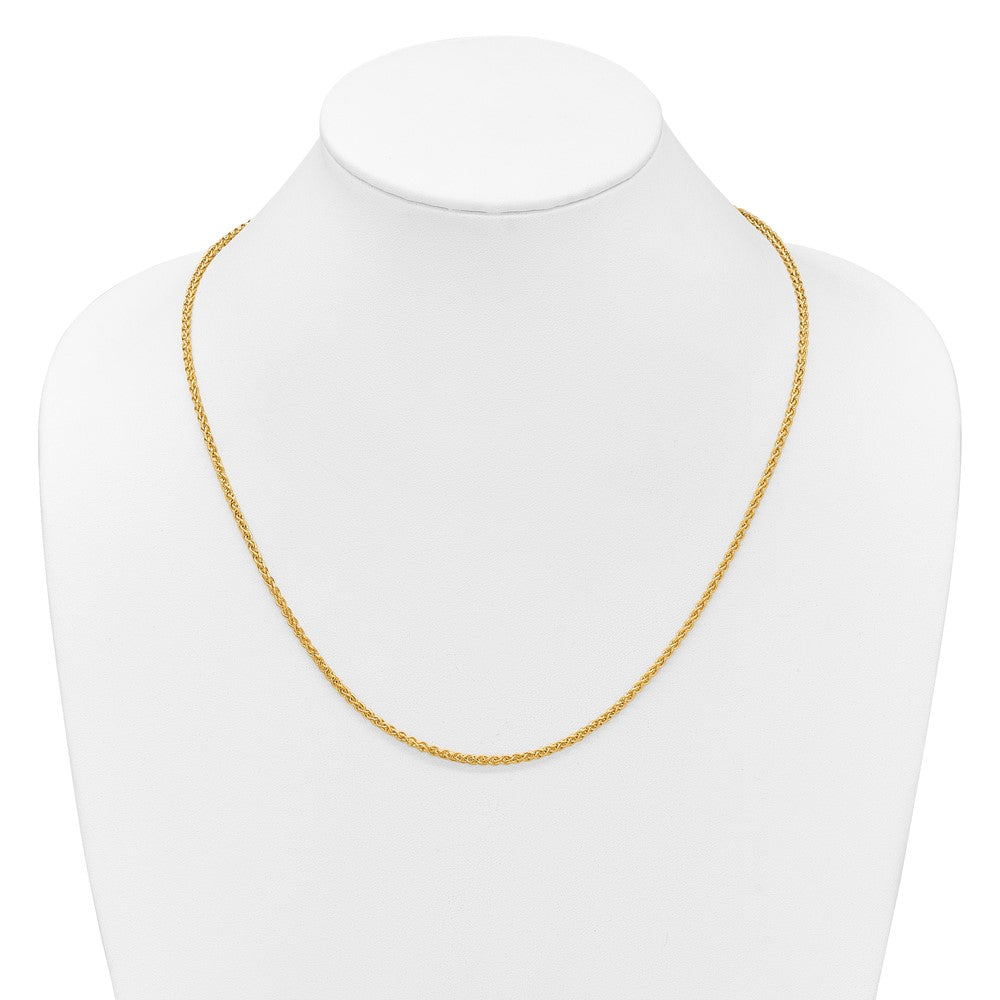 14K Gelbgold Verstellbar 2.5mm Halbmassiv Ährenkette Halskette