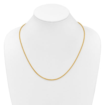 14K Gelbgold Verstellbar 2.5mm Halbmassiv Ährenkette Halskette