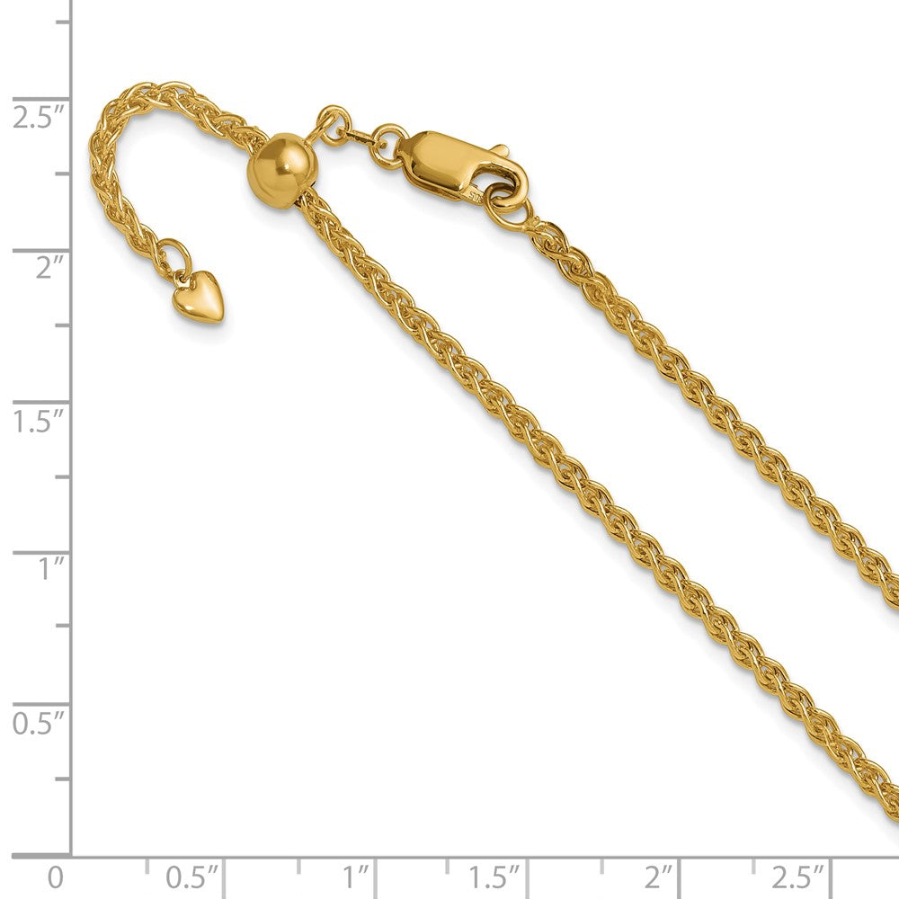 14K Gelbgold Verstellbar 2.5mm Halbmassiv Ährenkette Halskette