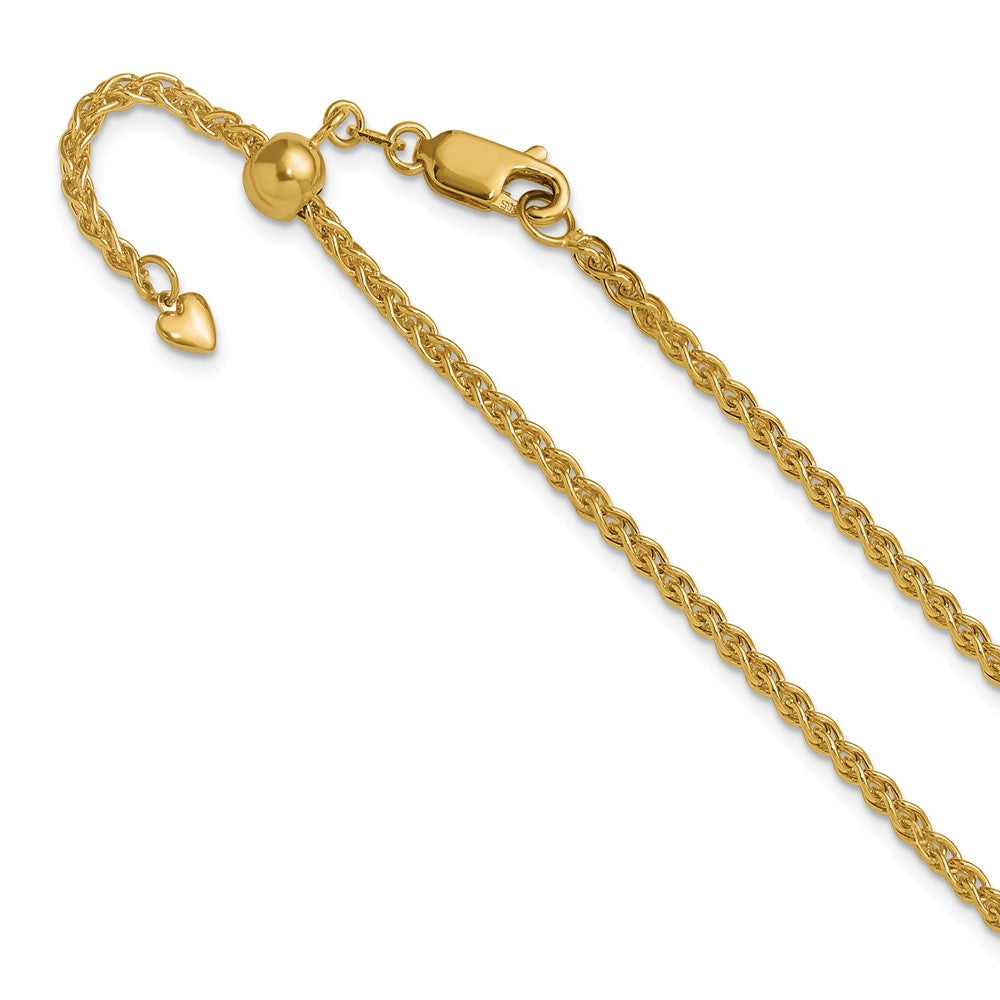 14K Gelbgold Verstellbar 2.5mm Halbmassiv Ährenkette Halskette