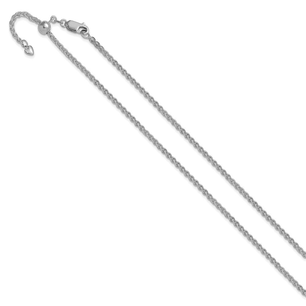 14K Weißgold Verstellbar 2.5mm Halbmassiv Ährenkette Halskette