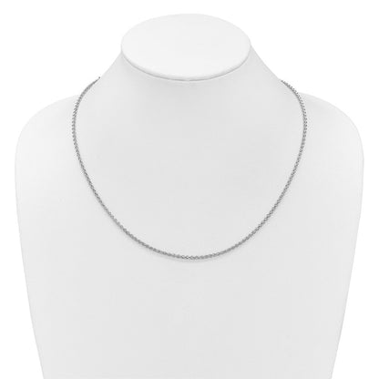 14K Weißgold Verstellbar 2.5mm Halbmassiv Ährenkette Halskette