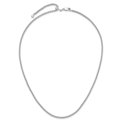 14K Weißgold Verstellbar 2.5mm Halbmassiv Ährenkette Halskette