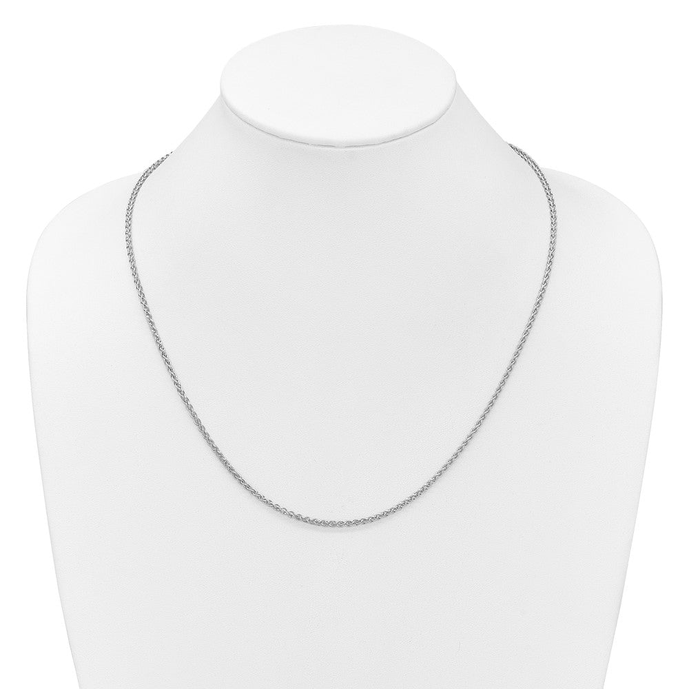 14K Weißgold Verstellbar 2.5mm Halbmassiv Ährenkette Halskette