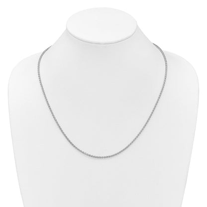 14K Weißgold Verstellbar 2.5mm Halbmassiv Ährenkette Halskette
