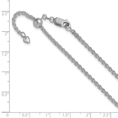 14K Weißgold Verstellbar 2.5mm Halbmassiv Ährenkette Halskette