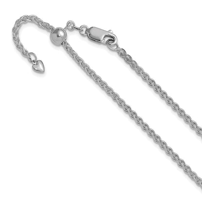 14K Weißgold Verstellbar 2.5mm Halbmassiv Ährenkette Halskette