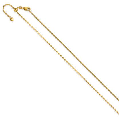 14K Gelbgold Verstellbar 1.65mm Halbmassiv Diamantiert Ankerkette Halskette